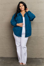 Load image into Gallery viewer, Cozy in the Cabin Full Size Fleece Elbow Patch Shacket in Teal