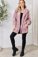 Load image into Gallery viewer, Faux Fur Open Front Hooded Jacket