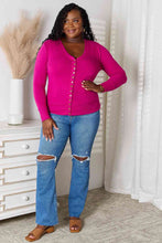 Load image into Gallery viewer, Magenta V-Neck Long Sleeve Cardigan