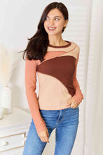 Load image into Gallery viewer, Color Block Exposed Seam Long Sleeve Top