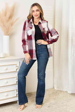Load image into Gallery viewer, Wine Plaid Button Up Flannel Shirt Jacket