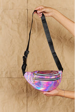 Load image into Gallery viewer, Good Vibrations Holographic Double Zipper Fanny Pack in Hot Pink