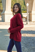 Load image into Gallery viewer, Ribbed Round Neck Long Sleeve Knit Top