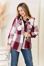 Load image into Gallery viewer, Wine Plaid Button Up Flannel Shirt Jacket