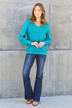 Load image into Gallery viewer, Basic Bae V-Neck Lantern Sleeve Blouse