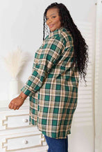 Load image into Gallery viewer, Plaid Collared Neck Long Sleeve Shirt Shacket