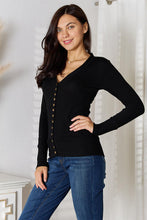 Load image into Gallery viewer, Black V-Neck Long Sleeve Cardigan