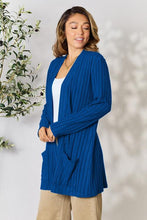 Load image into Gallery viewer, Ribbed Open Front Cardigan with Pockets