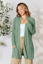 Load image into Gallery viewer, Ribbed Open Front Cardigan with Pockets