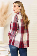 Load image into Gallery viewer, Wine Plaid Button Up Flannel Shirt Jacket
