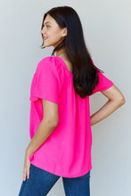 Load image into Gallery viewer, Square Neck Short Sleeve Blouse in Fuchsia