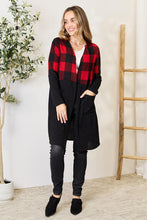 Load image into Gallery viewer, Black Red Plaid Open Front Cardigan
