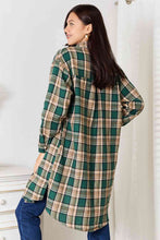 Load image into Gallery viewer, Plaid Collared Neck Long Sleeve Shirt Shacket