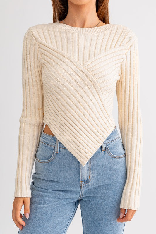 Asymmetrical Hem Sweater Top – Via Vay Boutique