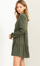 Load image into Gallery viewer, Green Button Front Tiered Mini Dress
