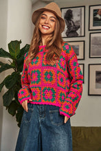 Load image into Gallery viewer, Crochet Patchwork Round Neck Pullover Sweater Top
