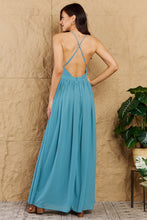 Load image into Gallery viewer, Open Crossback Maxi Dress in Turquoise
