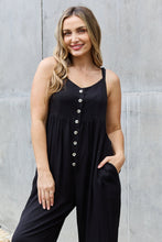 Load image into Gallery viewer, All Day Wide Leg Button Down Jumpsuit in Black
