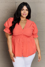Load image into Gallery viewer, Whimsical Wonders V-Neck Puff Sleeve Button Down Top
