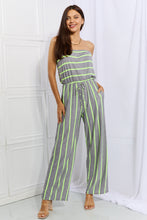 Load image into Gallery viewer, Grey Neon Sleeveless Striped Jumpsuit
