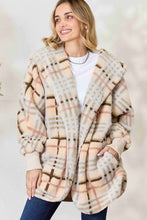 Load image into Gallery viewer, Checked Faux Fur Hooded Jacket
