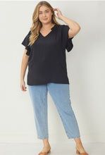 Load image into Gallery viewer, Black Solid V-Neck Top
